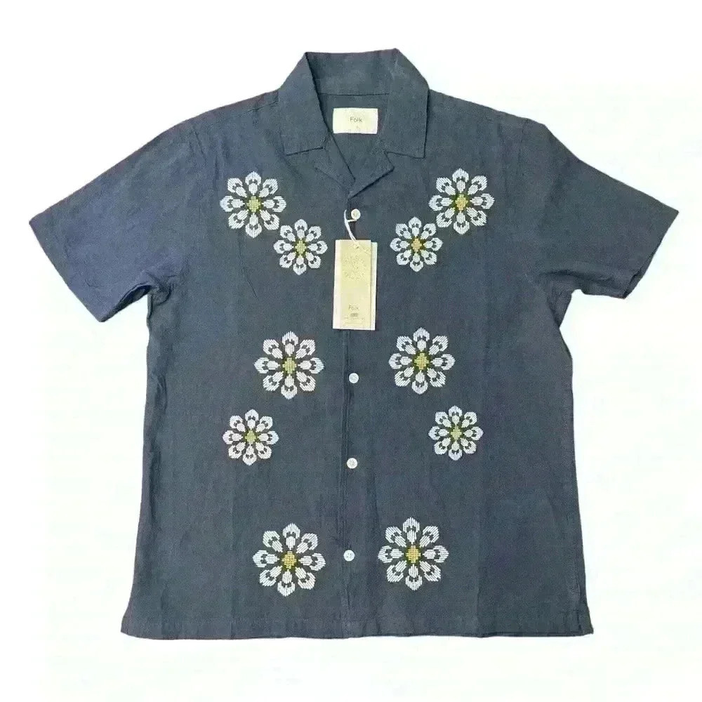 NWT Folk Kota SS Button Down, Blue, Size S & M